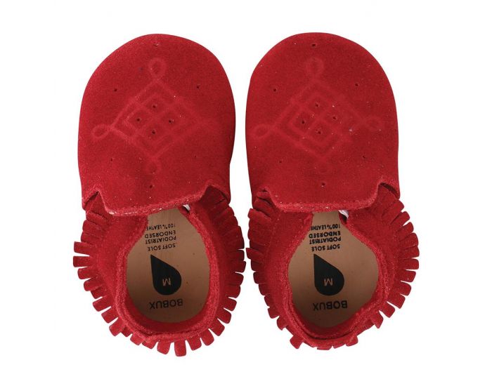 BOBUX Chaussons Bb Soft Soles en cuir - Moccassin sude rouge (1)