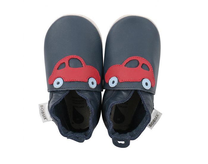 BOBUX Chaussons Bb Soft Soles en cuir - Voiture de sport Marine (2)