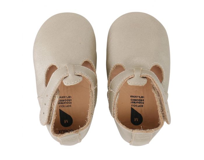 BOBUX Chaussons Bb Soft Soles en cuir - T-bar dor (1)