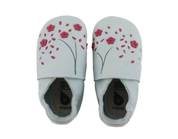 BOBUX Chaussons Bb Soft Soles en cuir - Fleur de Cerisier Ciel (1)