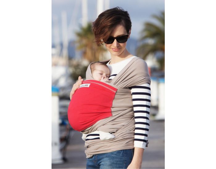 LOVE RADIUS par JPMBB Echarpe De Portage GRIS CLAIR Poche Fuschia (2)