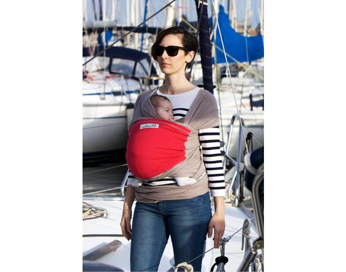 LOVE RADIUS par JPMBB Echarpe De Portage GRIS CLAIR Poche Fuschia (3)