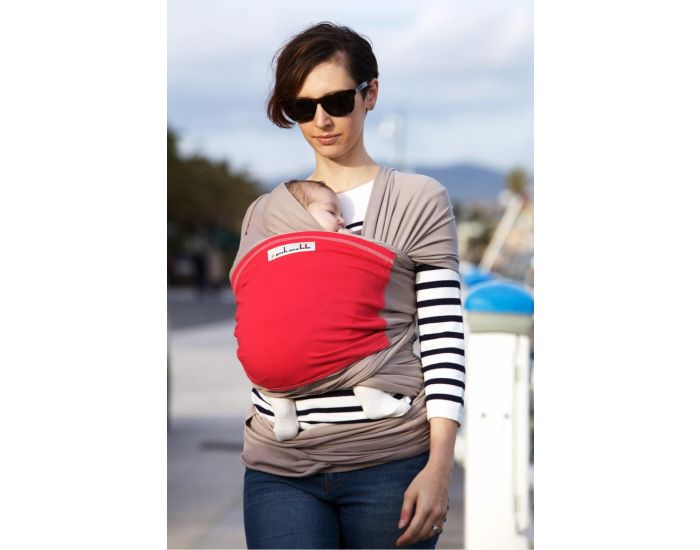 LOVE RADIUS par JPMBB Echarpe De Portage GRIS CLAIR Poche Fuschia (9)