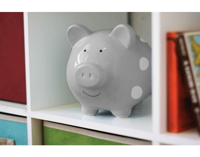 PEARHEAD Tirelire Cochon C�ramic Medium - Gris � pois (2)