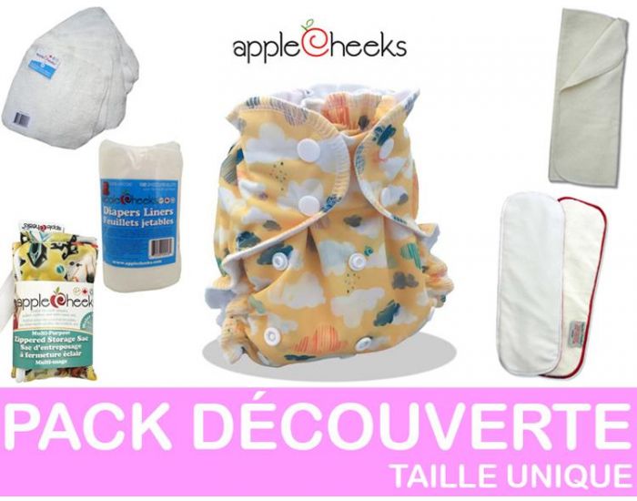 APPLECHEEKS Pack Dcouverte Couches Lavables - TE1  poche/TE2 (Tout en 2) - Taille Unique (2.8-16kg (2)