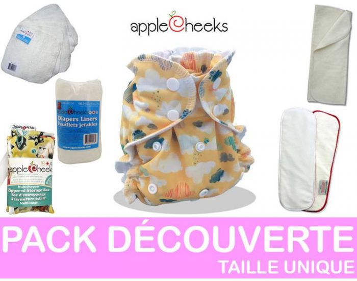 APPLECHEEKS Pack Découverte Couches Lavables - TE1 à poche/TE2 (Tout en 2) - Taille Unique (2.8-16kg (2)