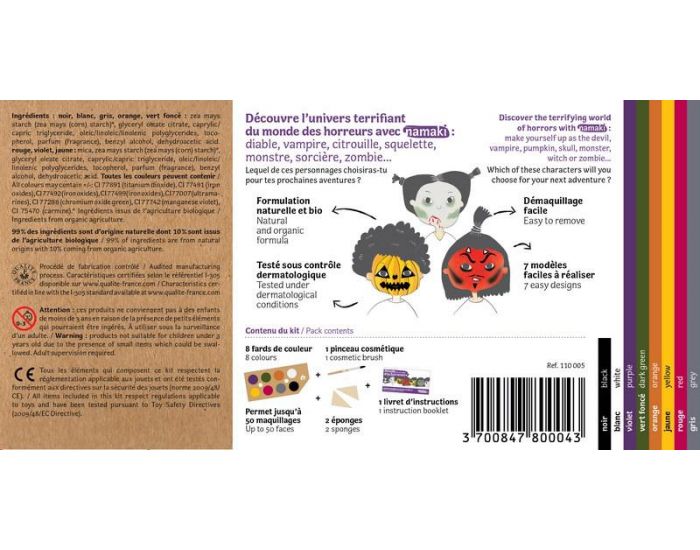 NAMAKI Kit de Maquillage 8 couleurs - Monde des Horreurs - Ds 3 ans (6)