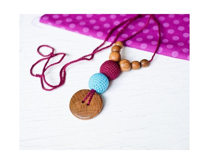 KANGAROO CARE Collier d'allaitement et de portage Cherry & Bright blue Chne - BN013 (4)
