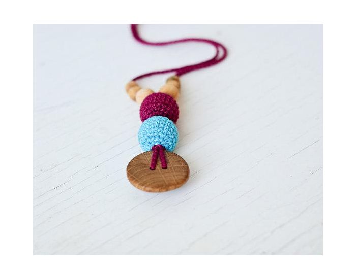 KANGAROO CARE Collier d'allaitement et de portage Cherry & Bright blue Chne - BN013 (5)