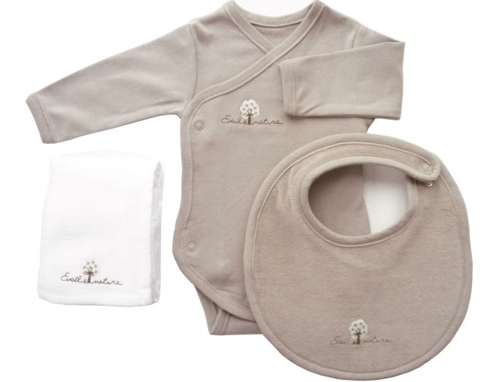 EVEIL ET NATURE Set Body Lange et Bavoir 0-3 Mois (1)