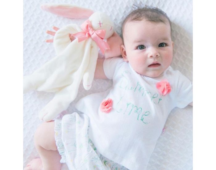 MAUD'N LIL Doudou Lapin Plat en Coton Bio - D�s la naissance - Rose (3)