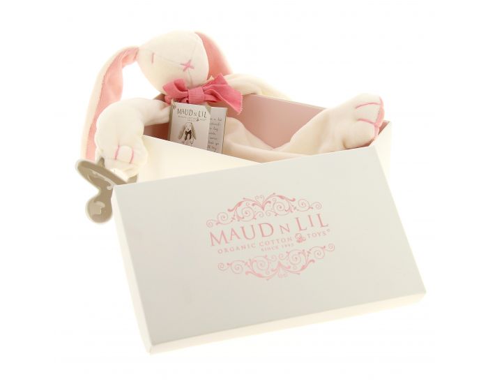 MAUD'N LIL Doudou Lapin Plat en Coton Bio - D�s la naissance - Rose (5)