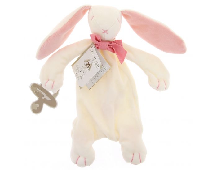 MAUD'N LIL Doudou Lapin Plat en Coton Bio - D�s la naissance - Rose (6)