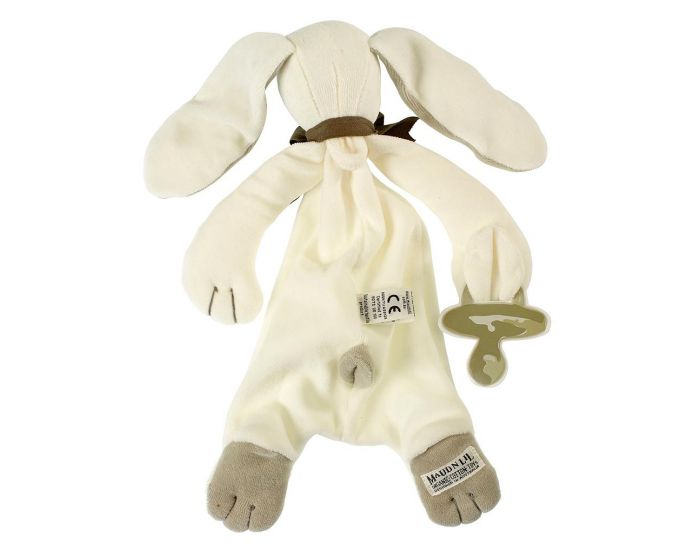 MAUD'N LIL Doudou Lapin Plat en Coton Bio - D�s la naissance - Marron Glac� (2)