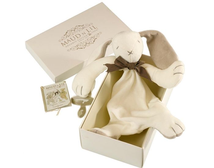 MAUD'N LIL Doudou Lapin Plat en Coton Bio - D�s la naissance - Marron Glac� (10)