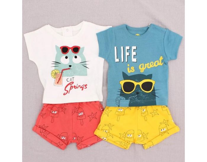 LA QUEUE DU CHAT Short Bb en Coton Bio - Corail (11)