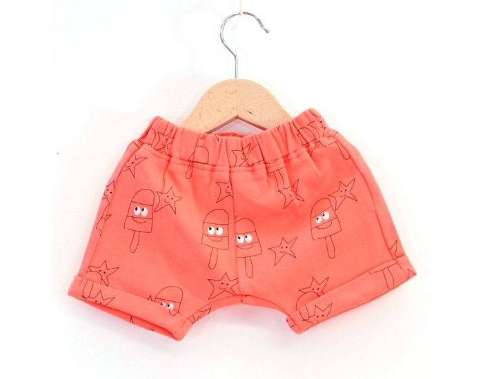 LA QUEUE DU CHAT Short Bb en Coton Bio - Corail (12)
