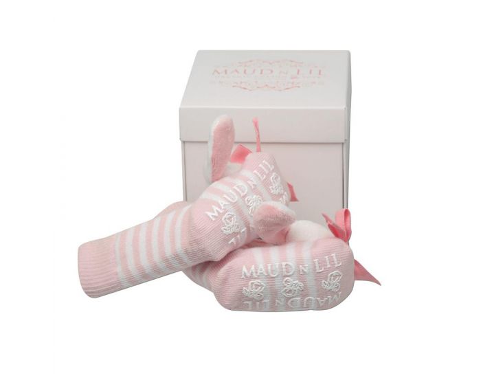 MAUD'N LIL Chaussons Bb Lapin en Coton Bio 0-9 mois (1)