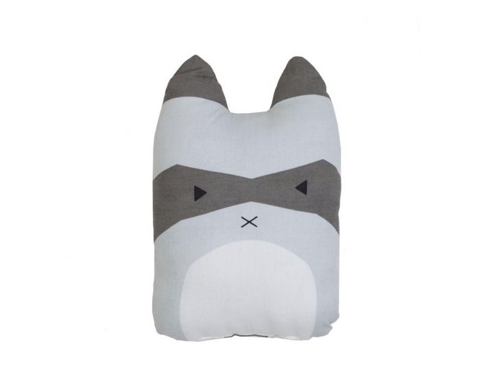 FABELAB Coussin raton-laveur en coton bio - Gris/Blanc (4)