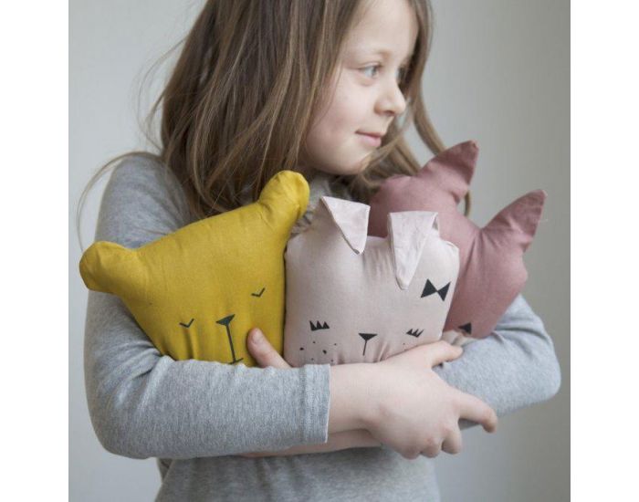 FABELAB Coussin lapin en coton bio - Gris/Rose (11)