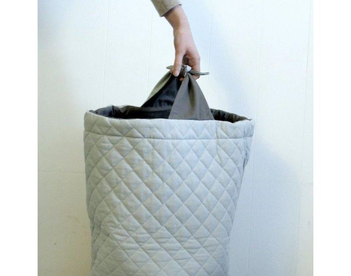 FABELAB Grand sac de rangement en coton bio Chat - Gris (10)