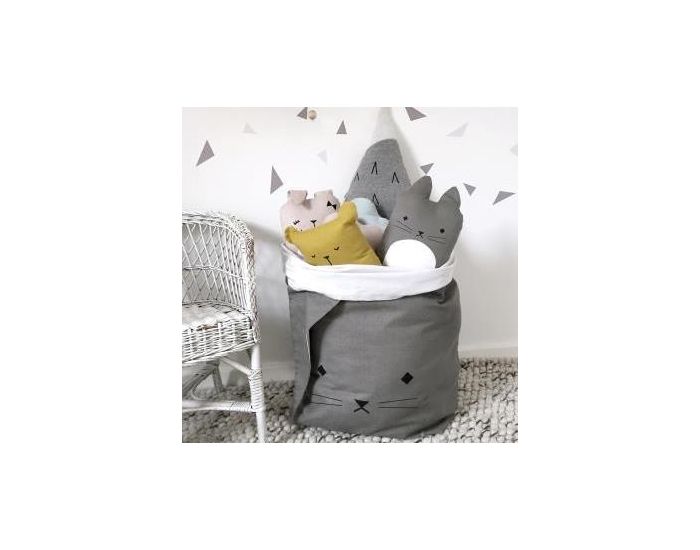 FABELAB Coussin Chat en Coton Bio - Gris (3)