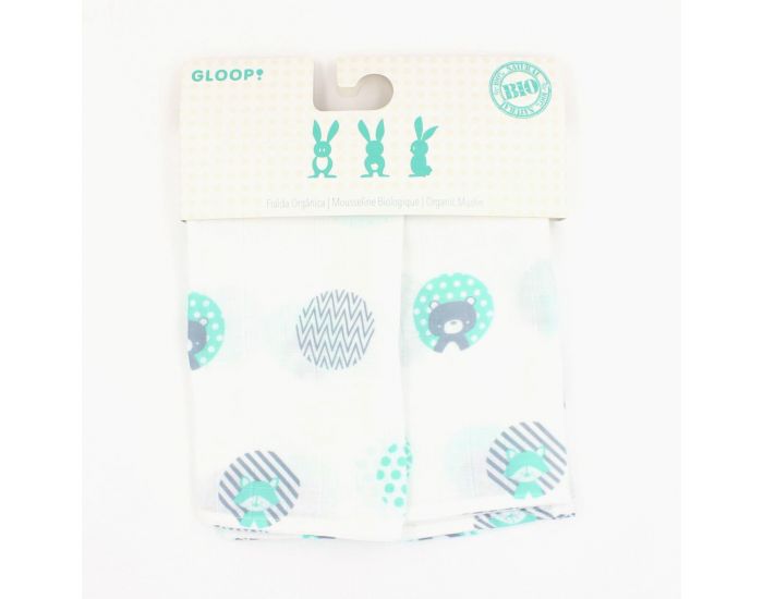 GLOOP Lot de 2 Langes Bio - 70 x 70 cm (7)