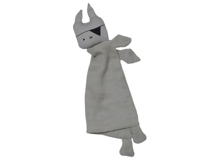 FABELAB Doudou Lapin Pirate en Mousseline de Coton Bio - D�s la Naissance - Gris (2)