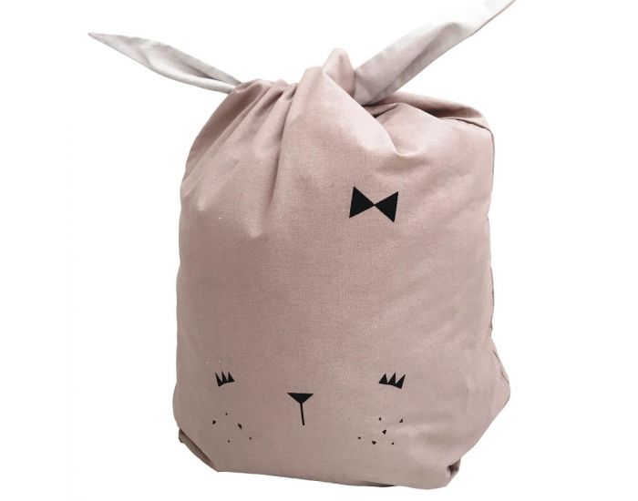 FABELAB Grand sac de rangement en coton bio Cute Bunny - Rose (11)