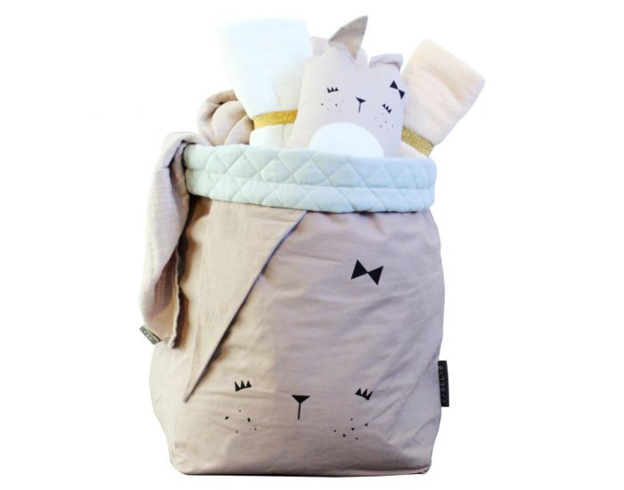 FABELAB Grand sac de rangement en coton bio Cute Bunny - Rose (15)