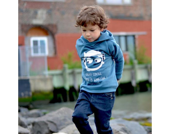 LA QUEUE DU CHAT Sweat Enfant  Capuche en Coton Bio Blanc (15)