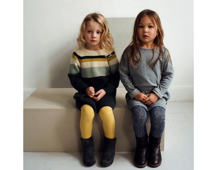 KIDSCASE Legging Enfant en Coton Bio - Jaune Blanc (9)