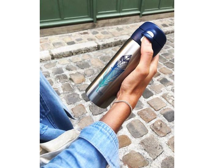 GASPAJOE Gourde en inox collection trendy Plume Bleue - 350 ml (1)