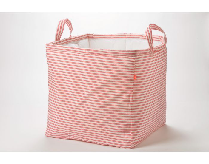 KIKADU Panier Rangement Jouets - Rayures Roses (1)