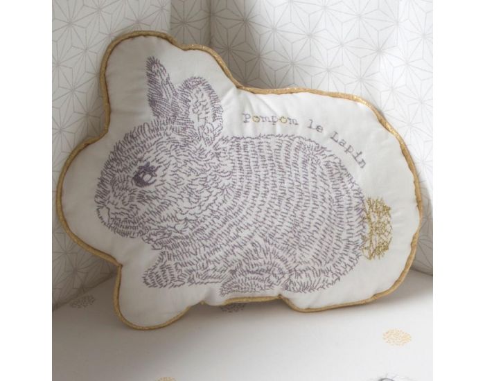 LITTLE CREVETTE Coussin Pompom Le Lapin (3)