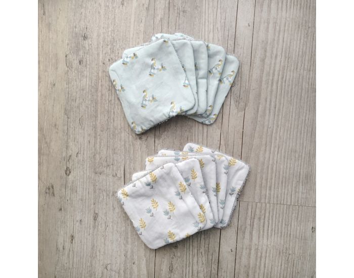 CAROTTE & CIE Lot de 10 lingettes lavables - Oiseaux et Fleurs d'automne (1)