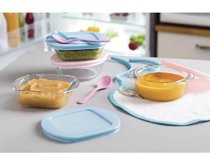 PIREX Plat rond avec couvercle rose 15 cm (1)