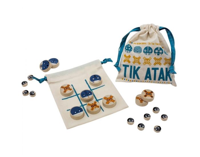 LES JOUETS LIBRES Jeu de Morpion Ecologique en Bois - D�s 4 ans - Tik Atak (3)