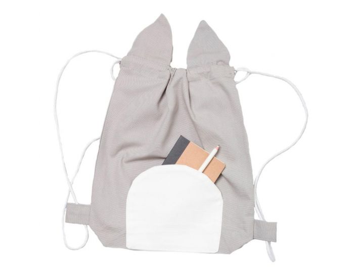 FABELAB Sac  dos en coton bio Chat - Gris (2)