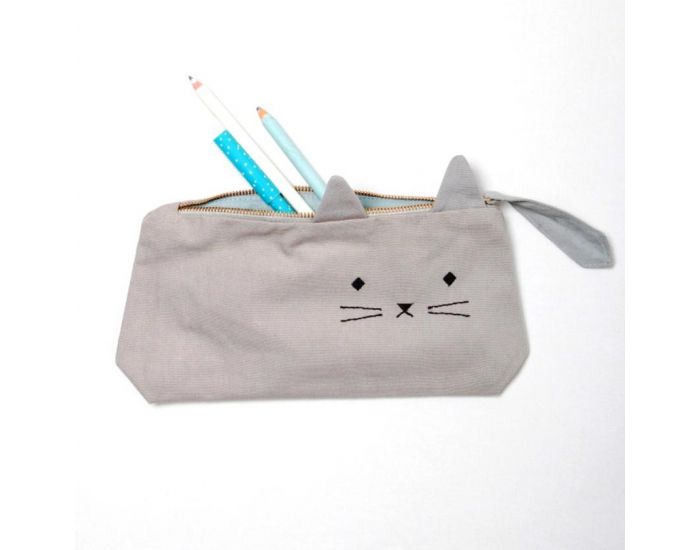 FABELAB Trousse d'colier en coton bio Chat - Gris (9)
