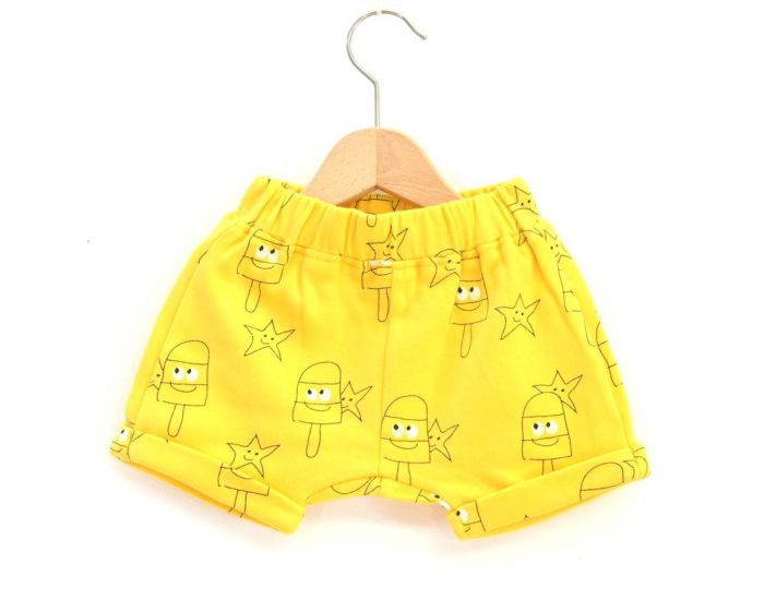 LA QUEUE DU CHAT Short Bb en Coton Bio - Jaune Soleil (6)