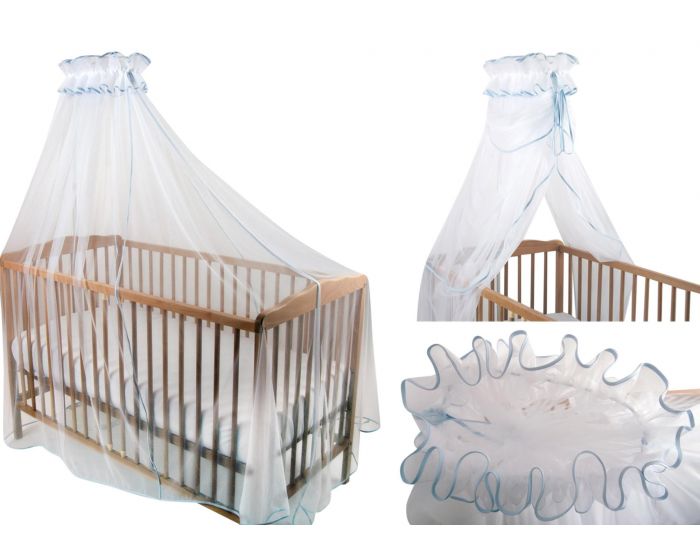 SEVIRA KIDS Ciel de Lit ou Berceau - Moustiquaire en Tulle XXL Royal Bleu (9)