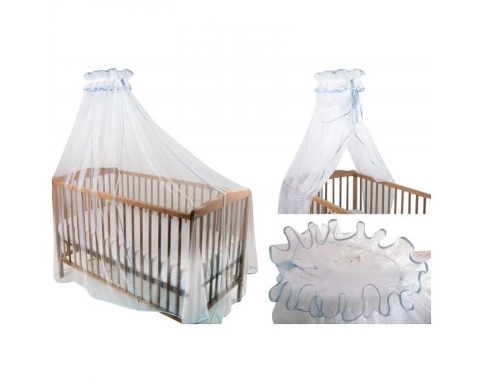 SEVIRA KIDS Ciel de Lit ou Berceau - Moustiquaire en Tulle XXL Royal Bleu (4)