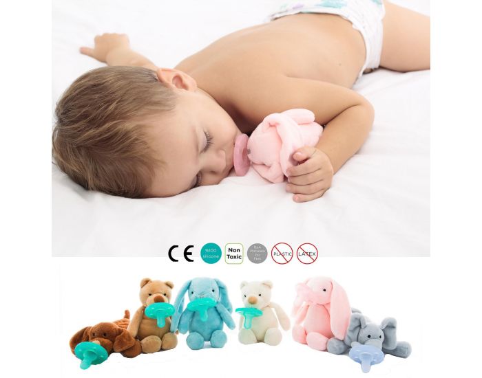 SEVIRA KIDS Doudou Clin 2 en 1 Peluche + Sucette Physiologique - Ds la Naissance (15)
