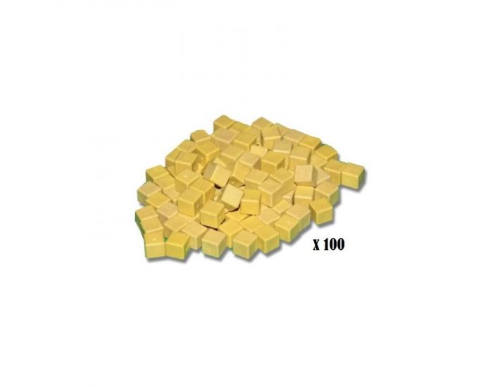 100 Cubes units Jaunes en Bois base 10 - Ds 3 ans (1)