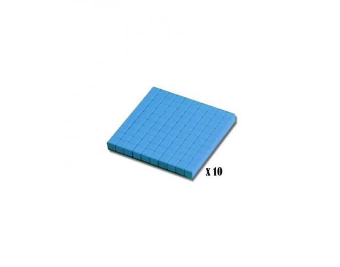 10 Plaques de 100 - Base 10 en Bois - Bleu - D�s 3 ans (1)