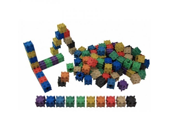 Lot de 100 Cubes Encastrables Color�s en Bois Re-Wood - D�s 3 ans (1)