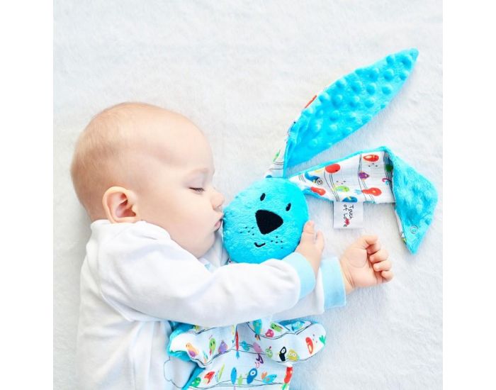 SEVIRA KIDS Doudou XXL en Mousseline de Bambou et Minky - Lapin Kic Kic - Bleu (5)