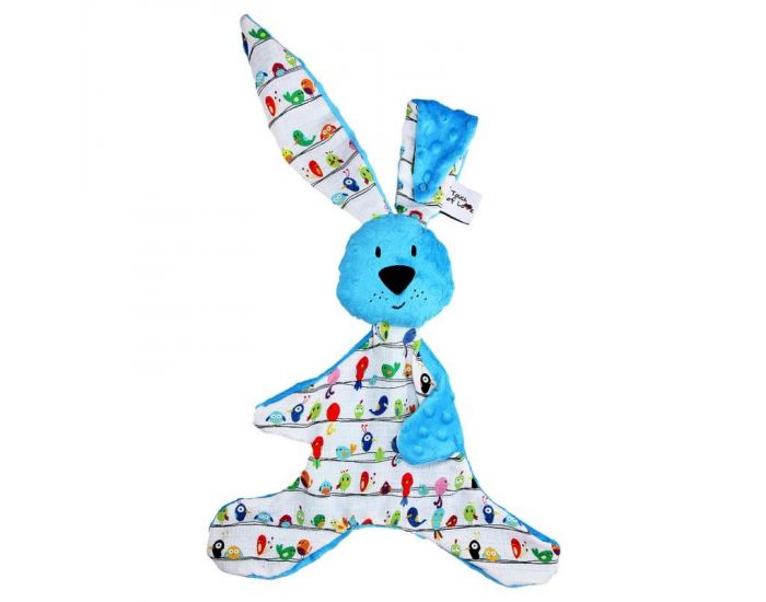 SEVIRA KIDS Doudou XXL en Mousseline de Bambou et Minky - Lapin Kic Kic - Bleu (9)