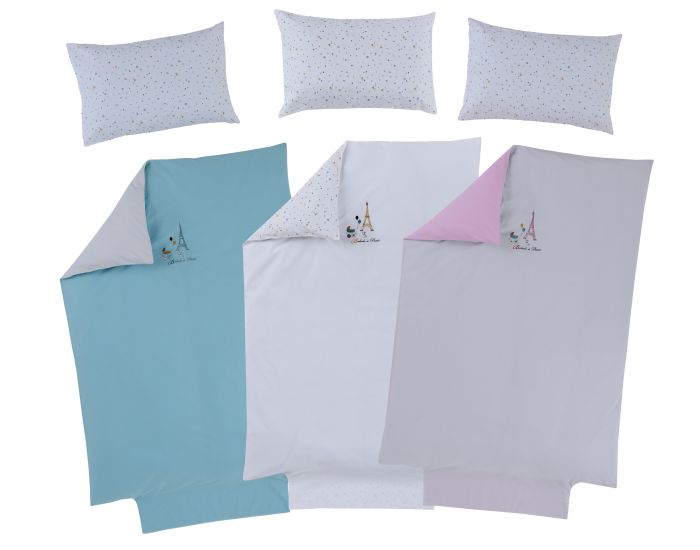 P'TIT BASILE Housse de couette 100x 140 cm + Taie Oreiller - Little Paris (1)